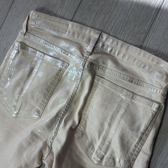Rag & Bone Cate Mid-Rise Skinny Size 30 Moonshine JeansMetallic Silver Off White - Picture 12 of 16